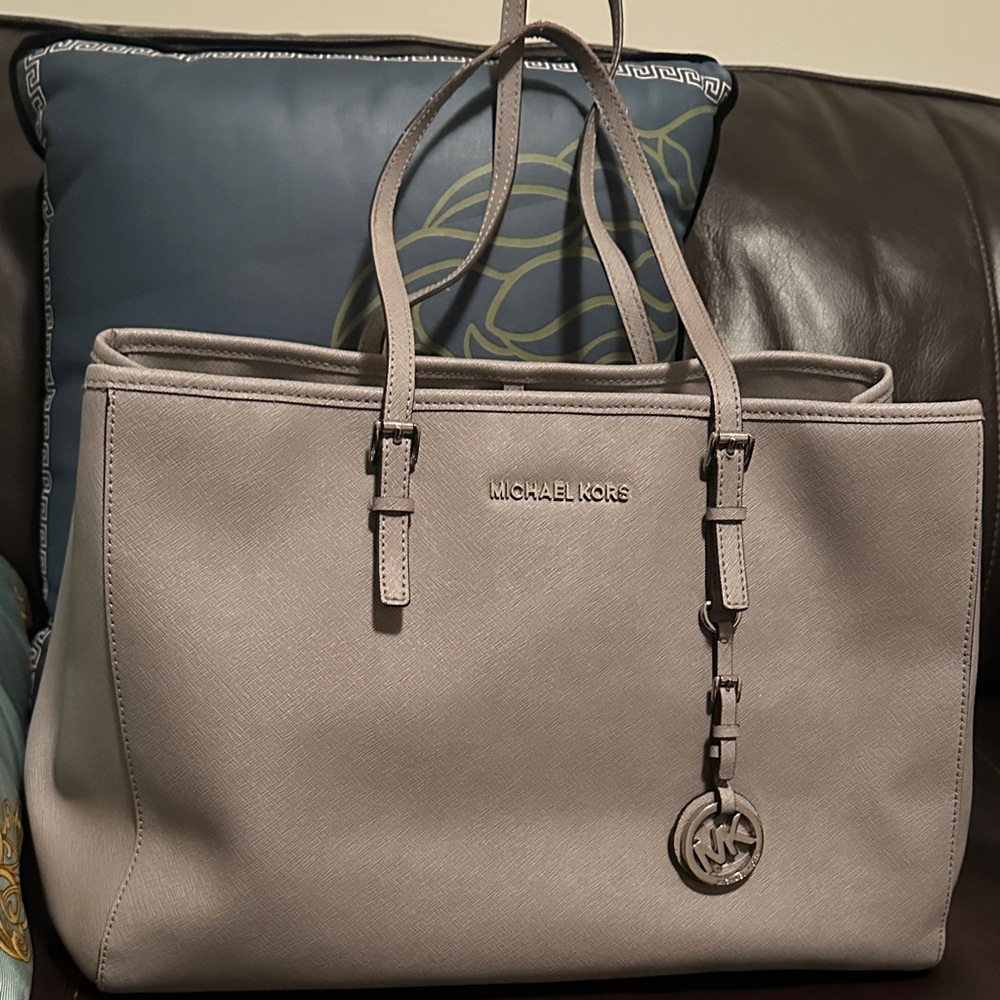 Michael Kors Light Gray Leather Tote